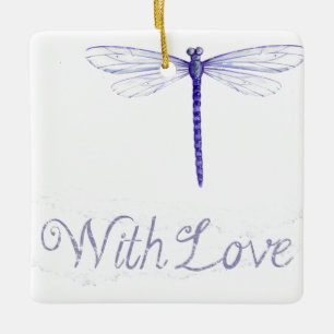 Ornement En Céramique Bleu Dragonfly With Love Ornament