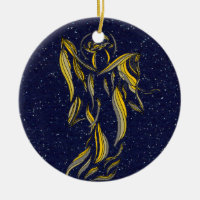 Bleu marine d'or d'abrégé sur ange de ruban