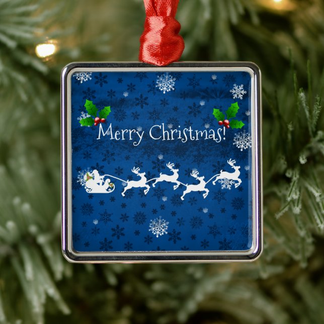 Ornement en céramique bleu Père Noël (Arbre)