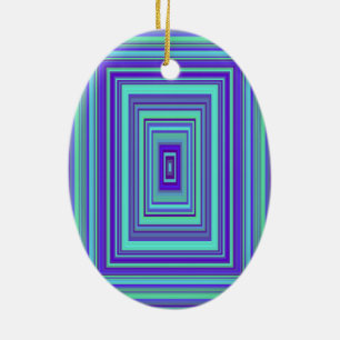 Ornement En Céramique Bleu violet vert Rectangles Art géométrique