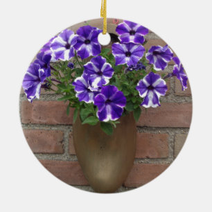 Ornement En Céramique Blog néerlandais avec violet bleu blanc violet sur