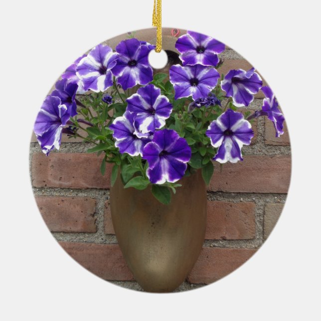 Ornement En Céramique Blog néerlandais avec violet bleu blanc violet sur (Dos)
