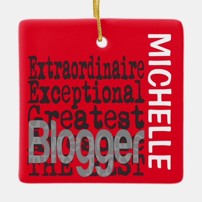 Ornement En Céramique Blogger Extraordinaire CUSTOM (Devant)