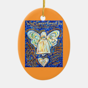 Ornement En Céramique Blue and Gold Cancer Angel Ornament Customized