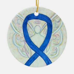 Ornement En Céramique Blue Awareness Ruban Angel Personnalisé Art Orneme