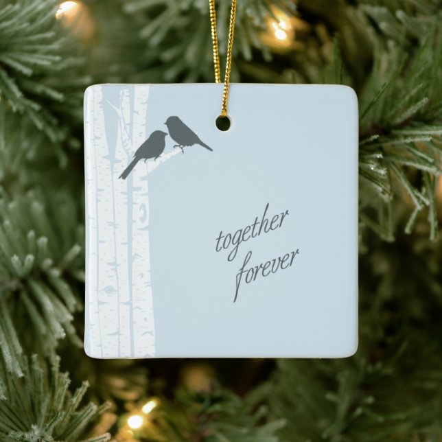 Ornement En Céramique Blue Birds Together Forever Christmas (Arbre)