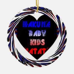 Ornement En Céramique Blue Black Hakuna Matata Baby Kids Design.png