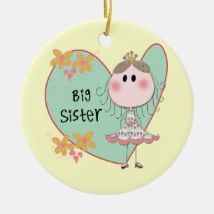 Ornement En Céramique Blue Heart Princess Big Sister