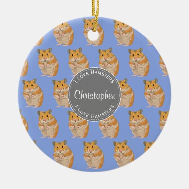 Ornement En Céramique Blue I love Hamsters Hamster Motif (Devant)