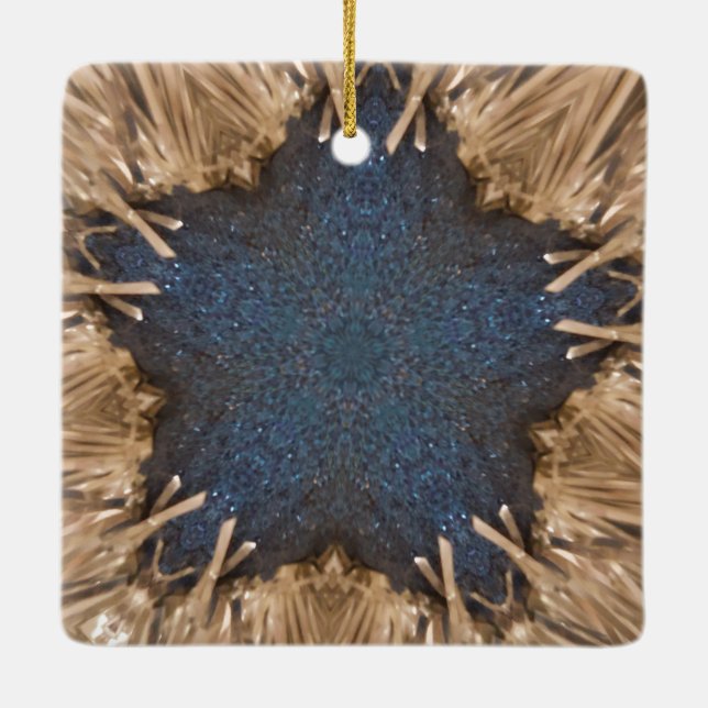 Ornement En Céramique Blue Kaleidoscope Star Wicker Arrière - plan (Dos)