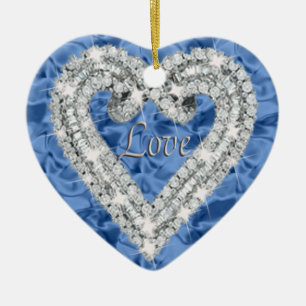 Ornement En Céramique Blue Love Diamond Heart Ornament