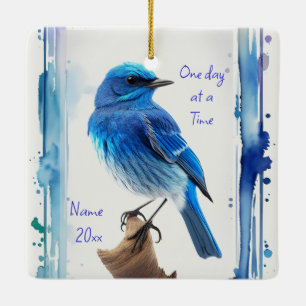 Ornement En Céramique Bluebirds, Motivational, Un jour à la fois Citatio