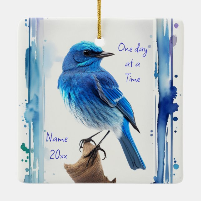 Ornement En Céramique Bluebirds, Motivational, Un jour à la fois Citatio (Dos)