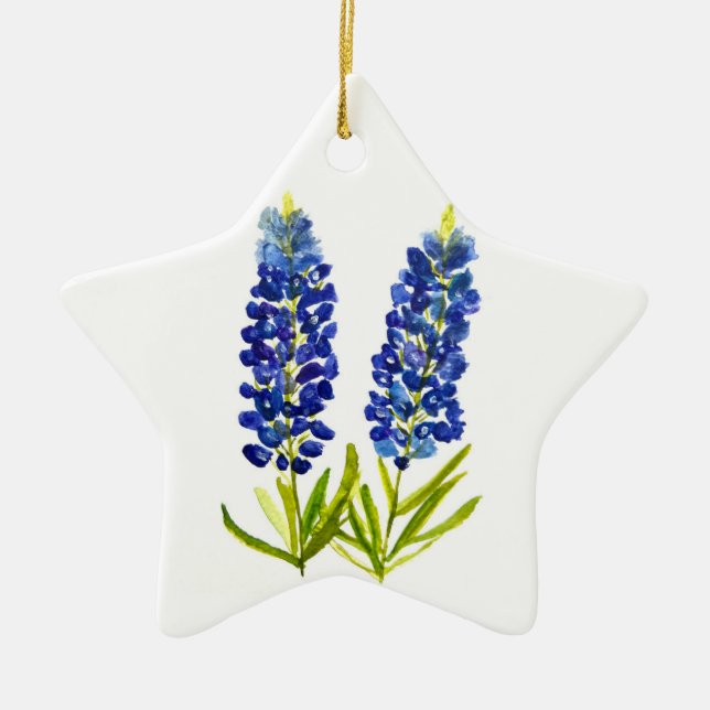 Ornement En Céramique Bluebonnets Fleurs bleues Texas Texan Lupine (Devant)