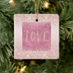 Ornement En Céramique Blush rose Ombre Glitzy Parties scintillant Sparkl