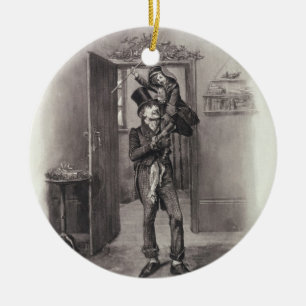 Ornement En Céramique Bob Cratchit et Tim minuscule, de 'Charles Dickens