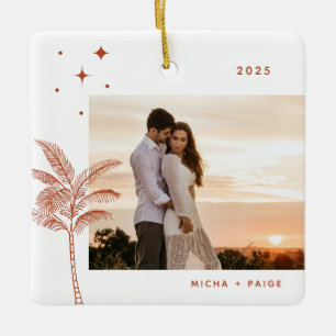 Ornement En Céramique Bohemian Beach Palm Tree Photo Ceramic Ornament