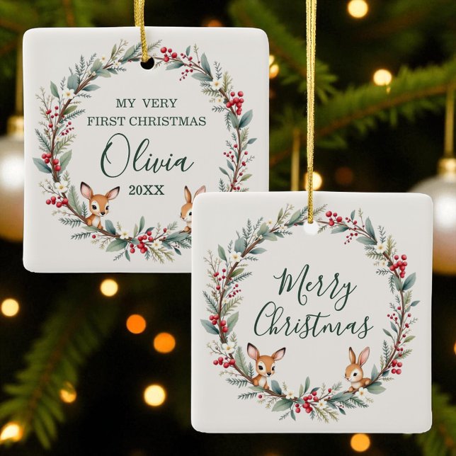 Ornement En Céramique Bois Animaux Baby First Joyeux Noël (Créateur téléchargé)