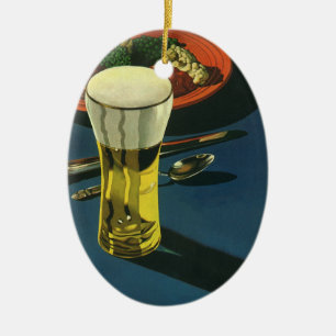 Ornement En Céramique Boissons alimentaires vintage, verre de bière, dîn