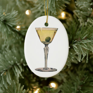 Ornement En Céramique Boissons Vintage Drinks, Martini Olive Cocktail