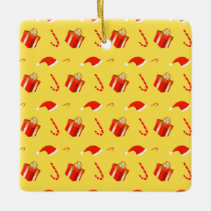 Ornement En Céramique Boîte cadeau de Noël sucre de canne chapeau de Noë