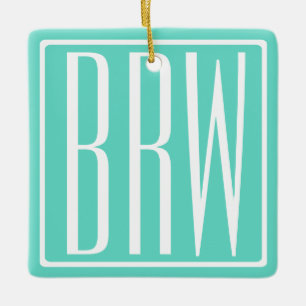 Ornement En Céramique Bold Modern   White on aqua