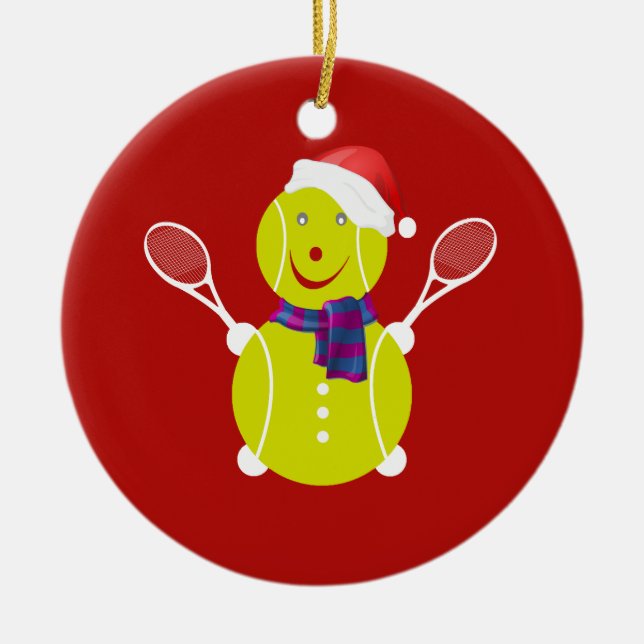 Ornement En Céramique Bonhomme de neige de tennis (Devant)