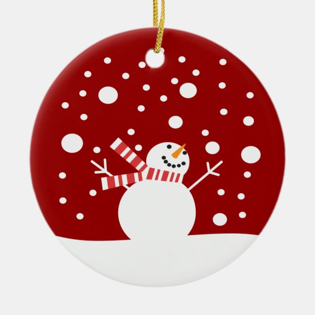 Ornement En Céramique Bonhomme de neige de vacances d'hiver (Devant)