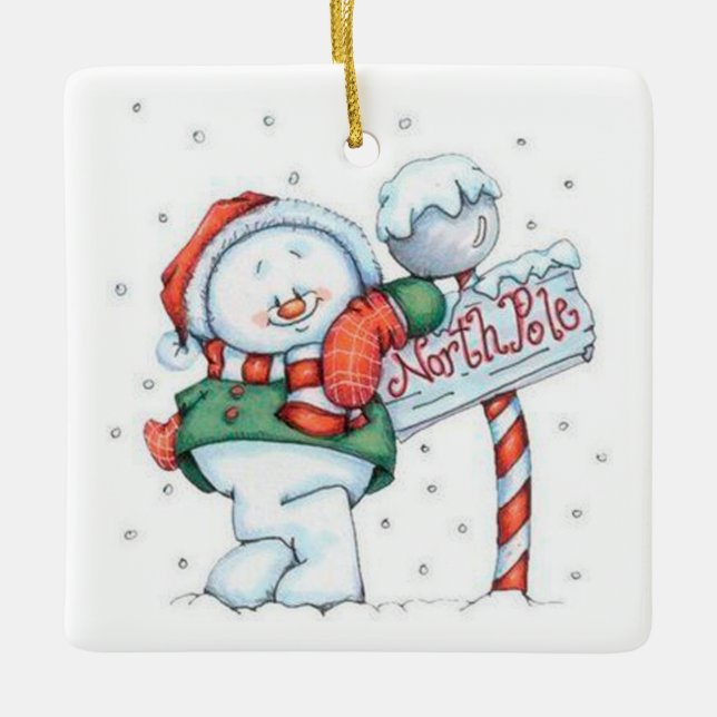 Ornement En Céramique Bonhomme de neige mignon (Devant)