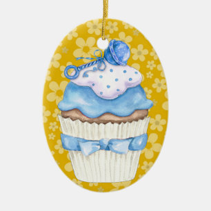 Ornement En Céramique Bonjour Baby Cupcake !