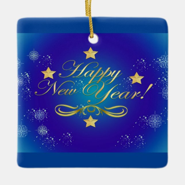 Ornement En Céramique Bonne année Carré Ornament (Devant)