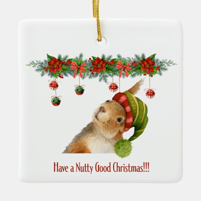 Ornement En Céramique Bonne Nutty Squirrel année personnalisée (Devant)
