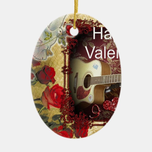 Ornement En Céramique Bonne Saint Valentin Tunes dans mon coeur (Devant)