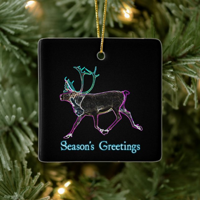 Ornement En Céramique Bonnes Fêtes - Caribou électrique (Arbre)