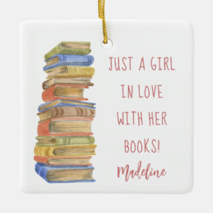 Ornement En Céramique Book Stack Book Lover Ceramic Ornament