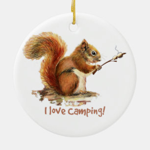 Ornement En Céramique BORN TO GO CAMPING Fun Squirl Cute Animal quota