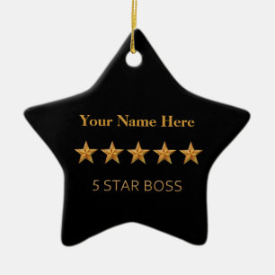 Ornement En Céramique Boss Cinq 5 étoiles Noël