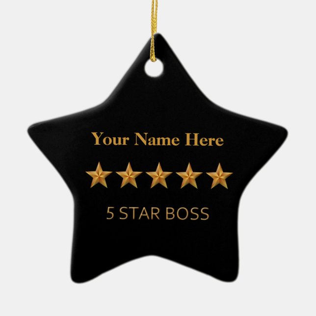 Ornement En Céramique Boss Cinq 5 étoiles Noël (Devant)