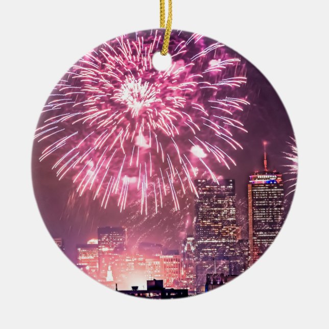 Ornement En Céramique Boston saute des feux d'artifice spectaculaires ! (Devant)