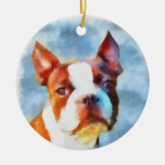Ornement En Céramique Boston Terrier
