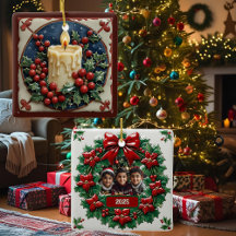 Bougie de Noël blanche Carré personnalisable