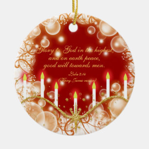Ornement En Céramique Bougies chrétiennes de Noël de vers