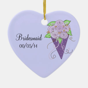 Ornement En Céramique Bouquet de demoiselle d'honneur floral pourpre