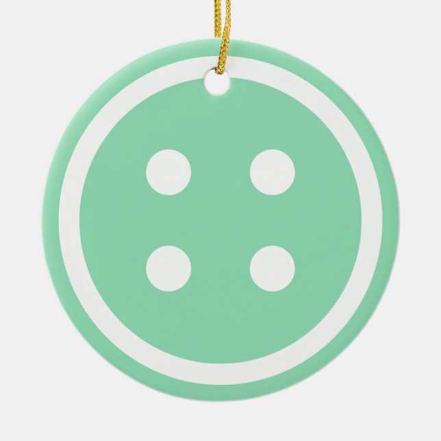 Ornement En Céramique Bouton à coudre Turquoise (Devant)
