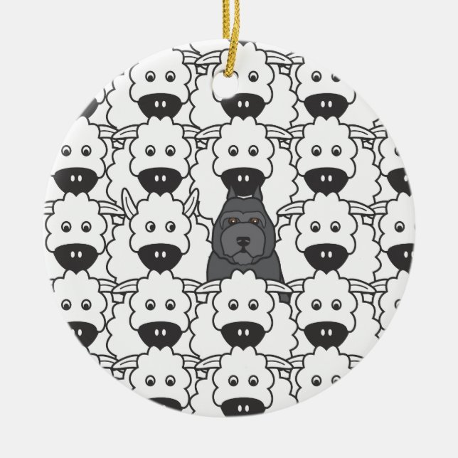 Ornement En Céramique Bouvier chez les moutons (Devant)