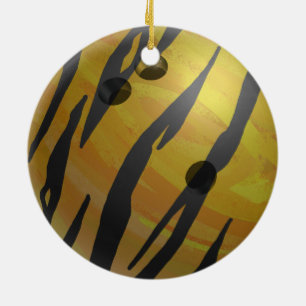Ornement En Céramique Bowling Ball Tiger Jaune