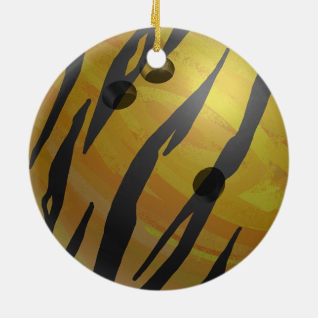 Ornement En Céramique Bowling Ball Tiger Jaune (Dos)