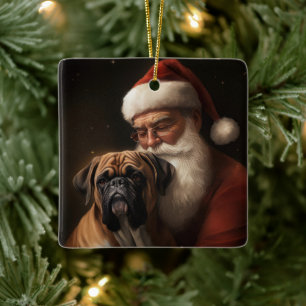 Ornement En Céramique Boxeur avec le Père Noël Fête de Noël