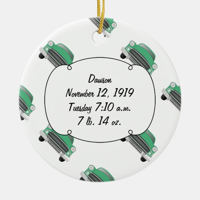 Ornement En Céramique Boys Chambre Classique Cadeaux Voiture Sweet Green (Devant)