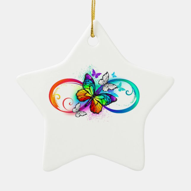 Ornement En Céramique Bright infinity with rainbow butterfly (Devant)